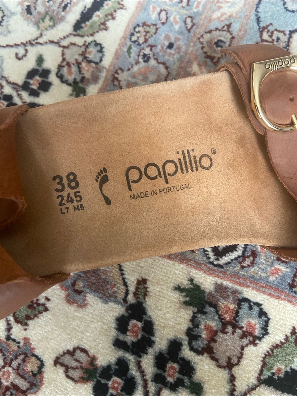Birkenstock Papillio Soley Buckle Cork Wedge Sandal size 7 in Cognac - Picture 8 of 11